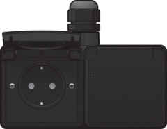 Niko 761-37848 - waterdichte wcd 2-voudig randaarde horizontaal hydro zwart schroefbevestiging (compleet met bodemdeel voorbedraad)