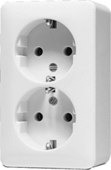 Jung 6020KIAWW - wandcontactdoos 2-voudig randaarde kinder beveiliging alpine wit opbouw