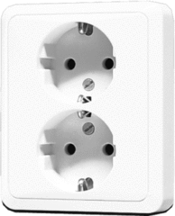 Jung CD5020NKIWW - wandcontactdoos 2-voudig randaarde kinderbeveiliging alpin wit