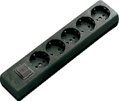 Kaiser Martin 1050ZL/15W/SW - 1050ZL/15/SW - tafelcontactdoos 5-voudig randaarde + 1,5mtr snoer + schakelaar zwart