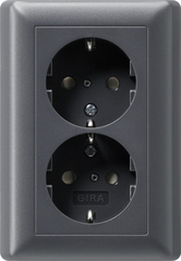 Gira 078328 - wcd randaarde 2-voudig kinderveilig antraciet 55