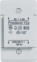 Honeywell D753 - Friedland - beltrafo 220/753 8volt 1amp. wit