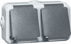 Peha 00306211 - 00306211/306221 - opbouw wcd + randaarde 2-voudig 6632wab horizontaal (complete behuizing)