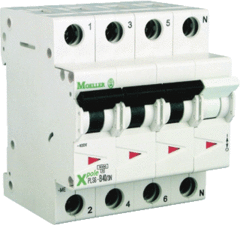 Eaton 243014 - automaat pls6-c10/3n-mw (6ka) 10ampere 3p+n c-ka