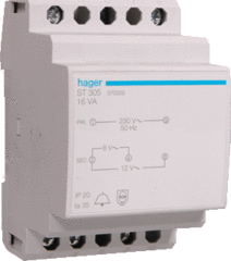 Hager ST305 - beltrafo 16va 8-12v