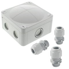 Wiska 10105969 - kabeldoos 407/3 grijs inclusief 3 wartels M20