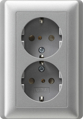 Gira 078326 - wcd randaarde 2-voudig kinderbeveiliging insteekcontacten aluminium 55 (met opdruk kind)