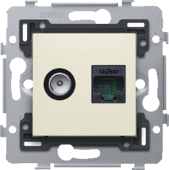 Niko 100-65238 - aansluit wandcontactdoos coax + rj45 creme Cat6