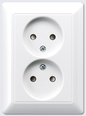 Jung AS5010UWW - wandcontactdoos 2-voudig zonder randaarde alpin wit