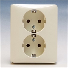 Peha 00490821 - wandcontactdoos 2-voudig randaarde creme wit 80.6612w