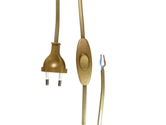 Aansluitsnoer + schakelaar 53367 goud 2x0.75mm 2 meter + schakelaar