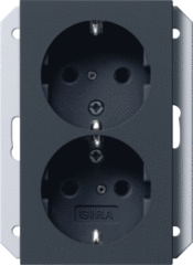 Gira 2731005 - wcd randaarde 2-voudig voor normale inbouwdoos zwart mat