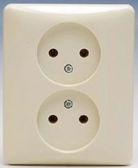 Peha 00420821 - wandcontactdoos 2-voudig zonder randaarde creme wit h80.1912w