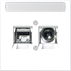 Jung MMDLS4521WW - data aansluitpunt compleet met Cat6a en F-con. aansluiting.