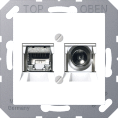 Jung MMDA4521WW - data aansluitpunt compleet met Cat6a en F-con. aansluiting.