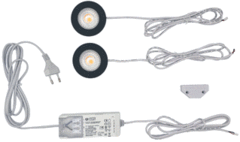 Interlight IL-CBSET27B - cabiled meubelspot dimbaar set 2x4w 2700k zwart ip44 incl. driver