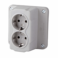 Power 2094 060 - Deksel kabeldoos incl. 2-voudig contactdoos bedraad grijs