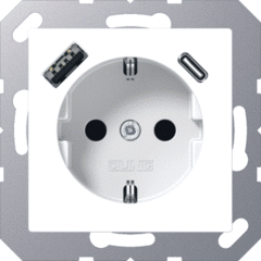 Jung A1520-15CAWW - wcd met usb lader a500 alpin wit voor usb type a en c