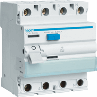 Hager CDH440G - Aardlekschakelaar 4-polig 40 A 30 mA high immunity