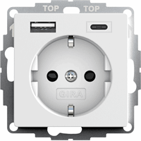 Gira 245927 - wcd randaarde inzetplaat usb-voeding 2-v type a/c system 55 zwm
