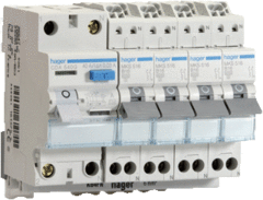 Hager VKS04COMBI - combinatie aardlekschakelaar + 4 automaten 1p+n b16
