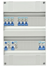 Gacia 1-Fase groepenkast 6xB16A + 2x aardlekschakelaar 2-polig 30mA + hoofdschakelaar 2-polig