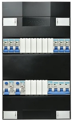 Gacia met Schneider kast 3-Fase groepenkast 6xB16A + 2x aardlekschakelaar 2-polig 30mA + hoofdschakelaar 4-polig