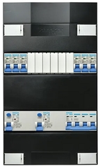 Gacia met Schneider kast 3-Fase groepenkast 6xB16A + 2x aardlekschakelaar 4-polig 30mA + hoofdschakelaar 4-polig