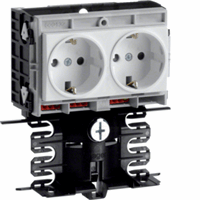 Hager SL200809409016 - SL, frame met dubbele contactdoos, voor goot 80 mm hoog, verkeerswit