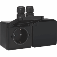 Niko 761-37836 - Spuitwaterdicht dubbel horizontaal stopcontact 16 A/250 Vac met randaarde