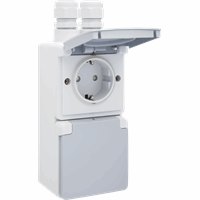 Niko 700-37835 - Spuitwaterdicht dubbel verticaal stopcontact 16 A/250 Vac met randaarde