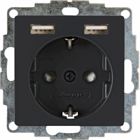 Kopp 296215003 - HK07 - wandcontactdoos 1-voudig randaarde SH 2xUSB antraciet