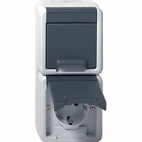 Gira 478030 - wcd randaarde 2-voudig vertikaal klapdeksel spatwaterdicht opbouw grijs