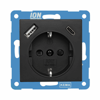 ION INDUSTRIES - 10.300.416 - wcd randaarde usb a + usb c kinderveilig v1/j1 mat zwart