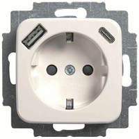 Busch Jaeger 2CKA002011A6296 - wcd randaarde kv + 1xusb-a + 1xusb-c voeding r-alpin