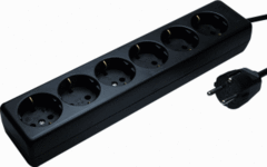 Kaiser Martin 1060ZL/15W/SW - 1060ZL/15/SW tafelcontactdoos 6voudig randaarde zwart + kabel 3x1mm2 1,5mtr