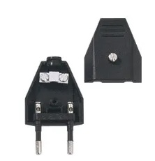 Euro stekker zwart 2-polig zonder randaarde schroef