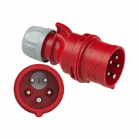 PCE 105154 - 7025-6 - fasenwisselaar cee stekker 32a 5p 400v 6h rood ip44 shark vernikkeld