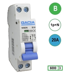 GACIA Europe m80n-b20 - installatie automaat 1p+n b20 6ka (18mm)