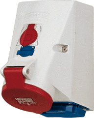 Mennekes 1649 - wcd 16a 5-polig 6h 400v twinbox + schuko wcd 230V