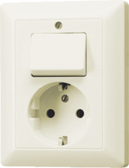 Jung AS5576EU - combinatie wissel schakelaar / wcd randaarde creme wit