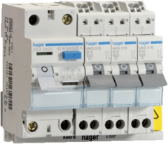 Hager VKS03COMBI - combinatie aardlekschakelaar + 3 automaten 1p+n b16