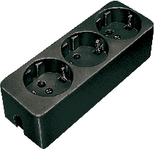 Kaiser Martin 538ZL/15W/SW - 538ZL/15/SW - tafelcontactdoos 3-voudig randaarde + 1,5mtr snoer zwart